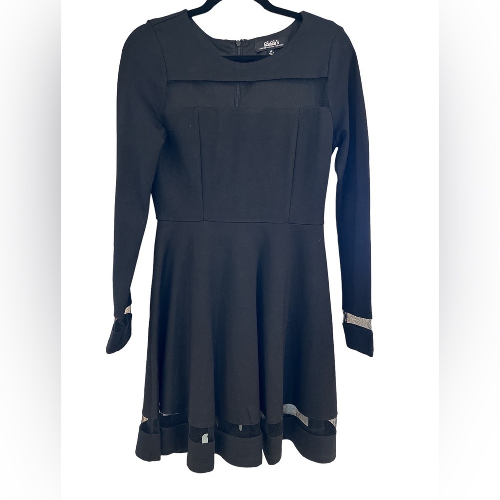 Lulu’s Black Mesh Cut Out Cocktail Dress Med. Very Good Condition